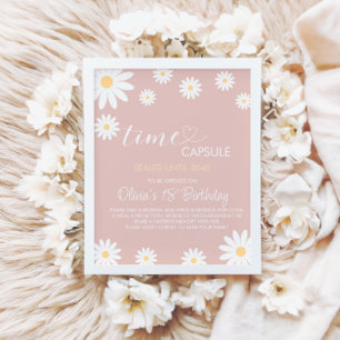 Póster Daisy 1er cumpleaños Rótulo de la cápsula, Retro D