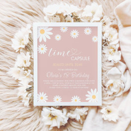 Póster Daisy 1er cumpleaños Rótulo de la cápsula, Retro D