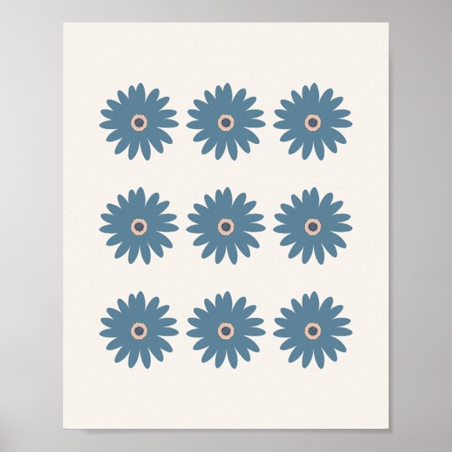 Póster Daisy Azul y Crema (Frente)