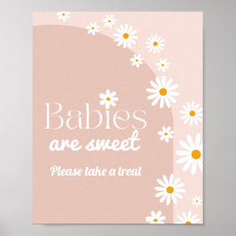 Póster Daisy Baby en flor Boho Chica Baby Shower