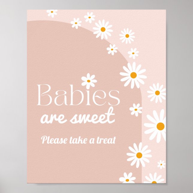 Póster Daisy Baby en flor Boho Chica Baby Shower (Frente)