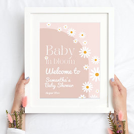 Póster Daisy Baby en flor Boho Chica Baby Shower bienveni