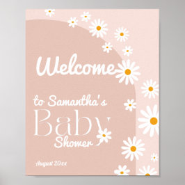 Póster Daisy Baby en flor Boho Chica Baby Shower bienveni