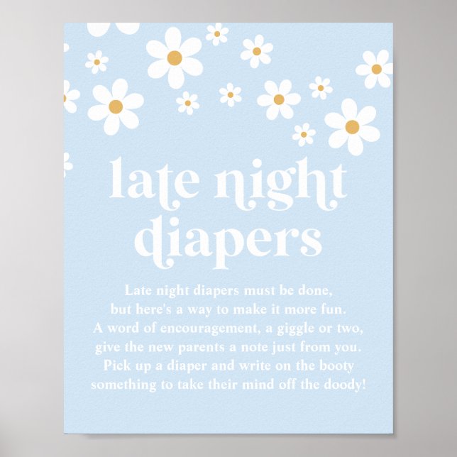 Póster Daisy Baby Shower Late Night Diapers (Frente)