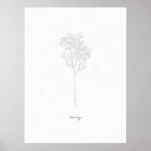 Póster Daisy Birth Flower Print