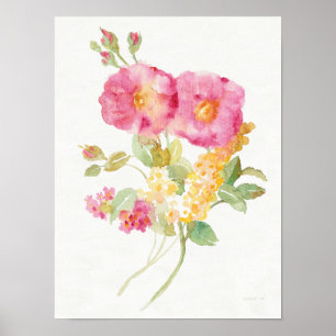 Póster Daisy blanco sobre azul