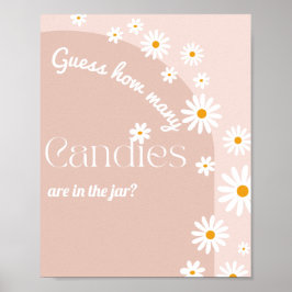 Póster Daisy bloom Boho Chica juego de ducha de bebé