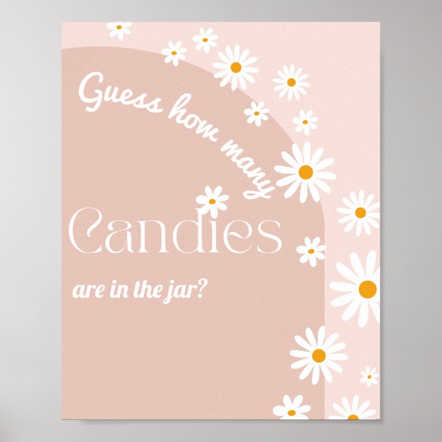 Póster Daisy bloom Boho Chica juego de ducha de bebé (Frente)