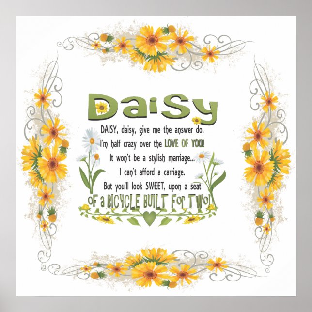 Póster Daisy, daisy dame tu respuesta. (Frente)