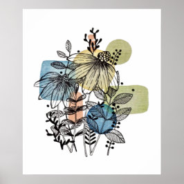 Póster Daisy Doodle En Tinta Y Acuarela