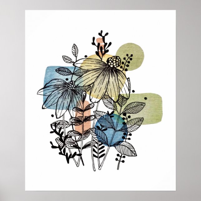 Póster Daisy Doodle En Tinta Y Acuarela (Frente)