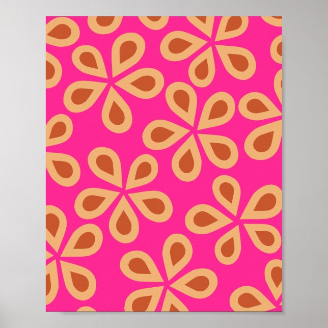 Póster Daisy Florets 04 Naranja Y Rosa Caliente (Frente)