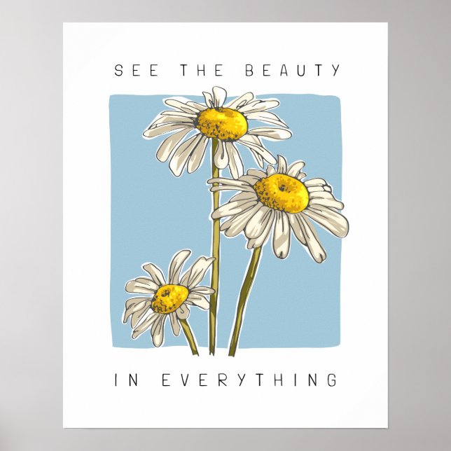 Póster Daisy Flowers Beauty Slogan (Frente)