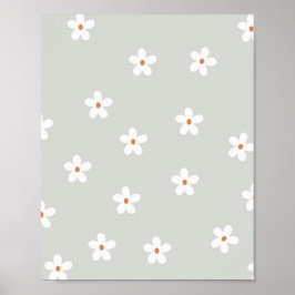 Póster Daisy Flowers Green