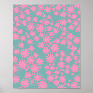 Póster Daisy Garden 06 Mint Y Rosa