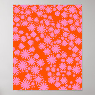Póster Daisy Garden 07 Rosa Y Naranja