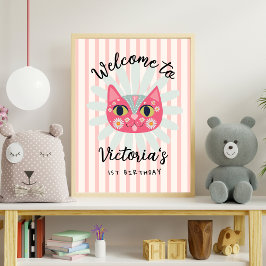 Póster Daisy Kitty Face Fiesta de Cumpleaños perfecta