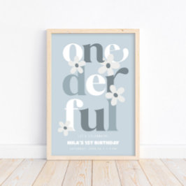 Póster Daisy Maravilloso Boho Moderno Primer Cumpleaños