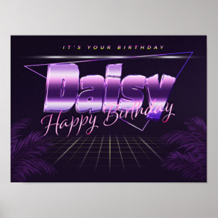 Póster Daisy Name Vorname lila retro Poster Geburtstag