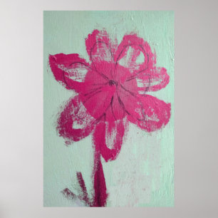 Póster Daisy rosa de color de agua ruso