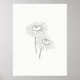 Póster Daisy Sketch Art Print