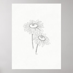 Póster Daisy Sketch Art Print