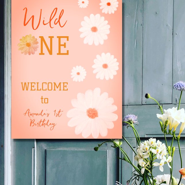 Póster Daisy Wild One First Birthday Chica Floral (Subido por el creador)