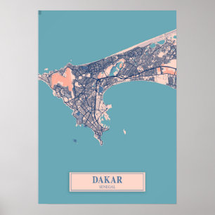 Póster Dakar - Mapa de la ciudad de Breezy en Senegal