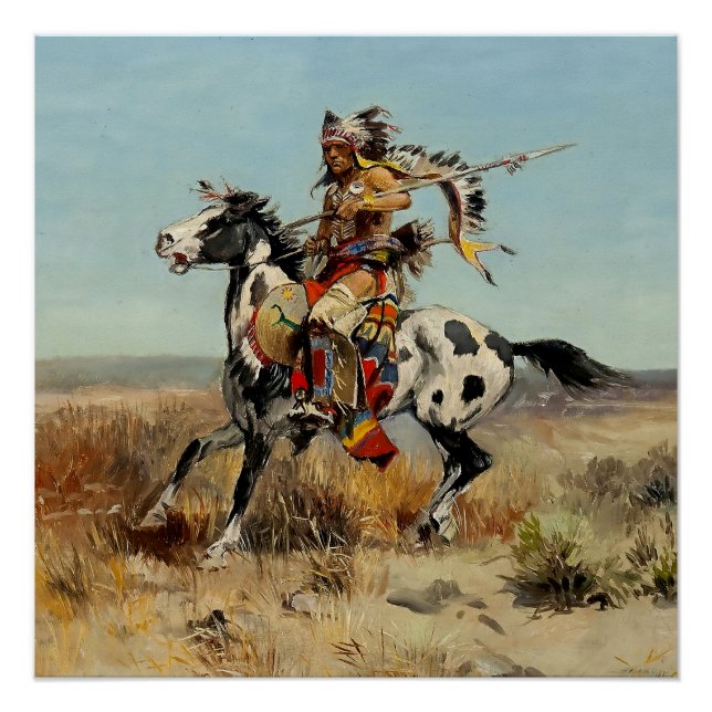Póster “Dakota Chief” Arte Occidental de Charles M Russel (Anverso)