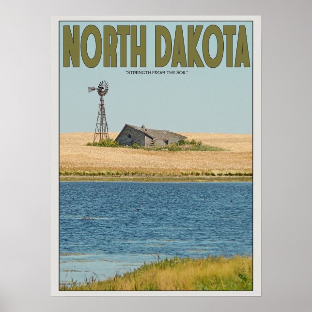 Póster Dakota del Norte - Campesina Vieja - Verde (Frente)