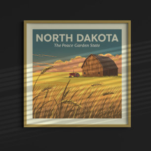 Póster Dakota del Norte de Vintage