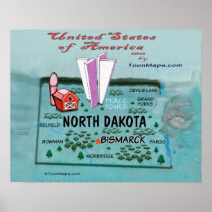 Póster Dakota del Norte Estados Unidos