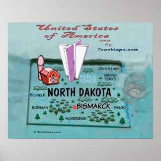 Póster Dakota del Norte Estados Unidos