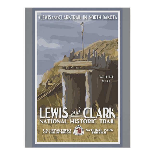 Póster Dakota del Norte, Trail Lewis y Clark (Anverso)