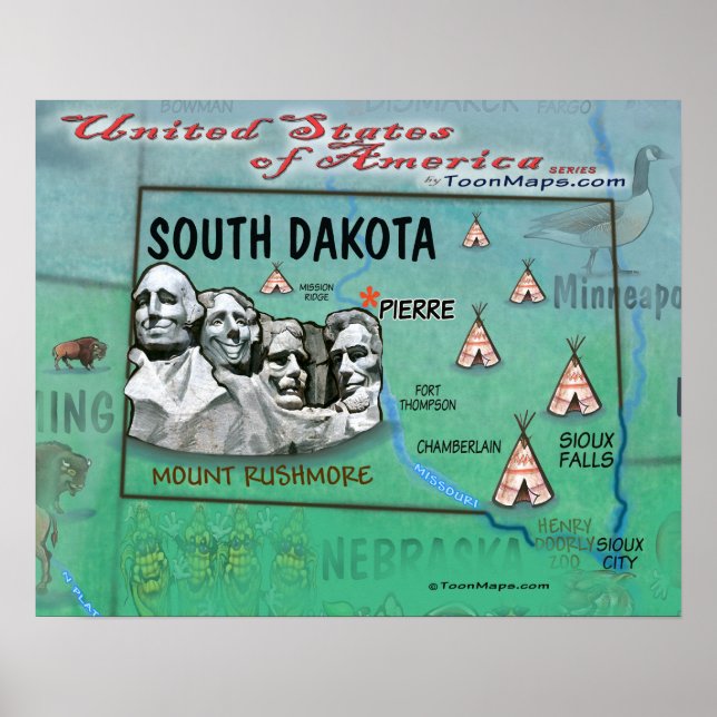 Póster Dakota del Sur EE.UU. (Frente)