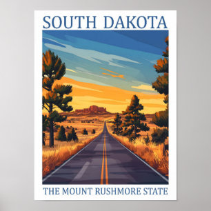 Póster Dakota del Sur: Viajes del estado de Mount Rushmor