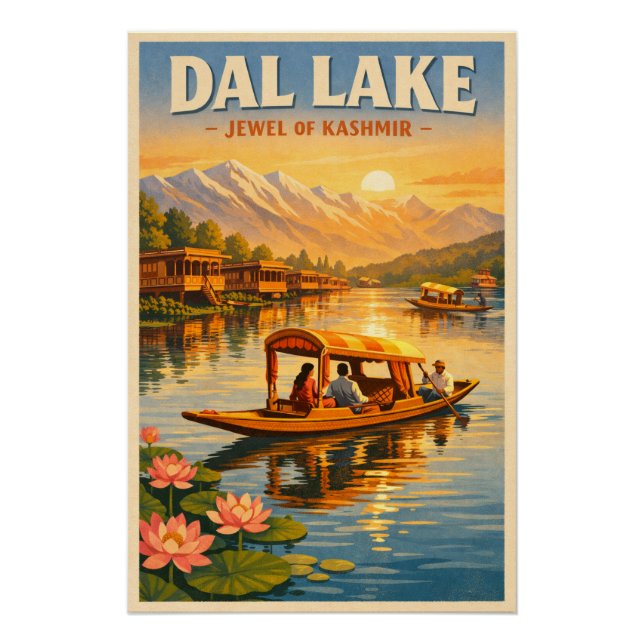 Póster Dal Lake, Srinagar, India, in a classic (Anverso)