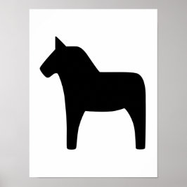 Póster Dala Horse Black en Poster blanco