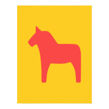 Dala Horse Red en Poster Amarillo