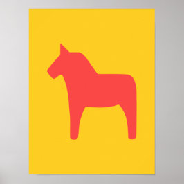 Póster Dala Horse Red en Poster Amarillo