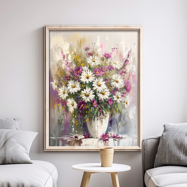 Póster Dalias pintadas con gouache morado y blanco (Subido por el creador)