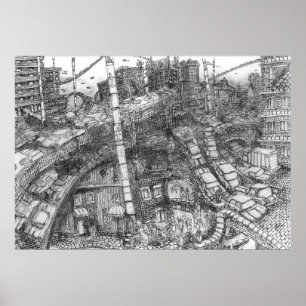 Póster Dallas 2092 (Ink Wash) - Poster