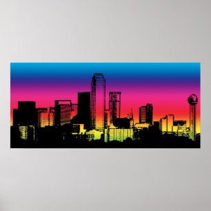 Póster Dallas Color Skyline