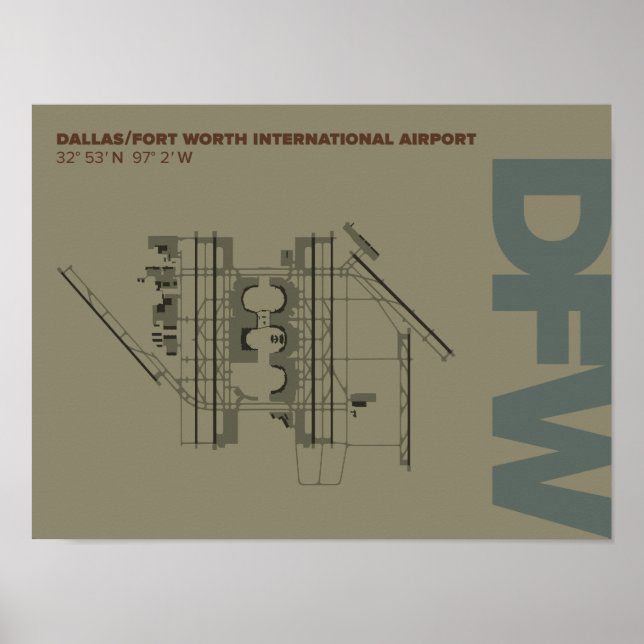 Póster Dallas/Ft. Poster de diagrama del Aeropuerto de Wo (Frente)