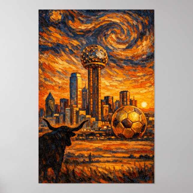 Póster Dallas Golden Hour World Cup 2026 Van Gohn Art (Frente)