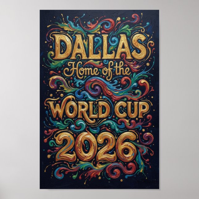 Póster Dallas Home of the World Cup 2026  Gold Typography (Frente)