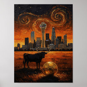 Póster Dallas Silueta Longhorn Copa Mundial 2026 Fútbol