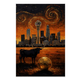 Póster Dallas Silueta Longhorn Copa Mundial 2026 Fútbol