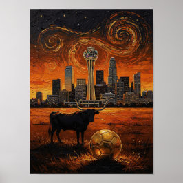 Póster Dallas Skyline Longhorn World Cup 2026 Soccer 