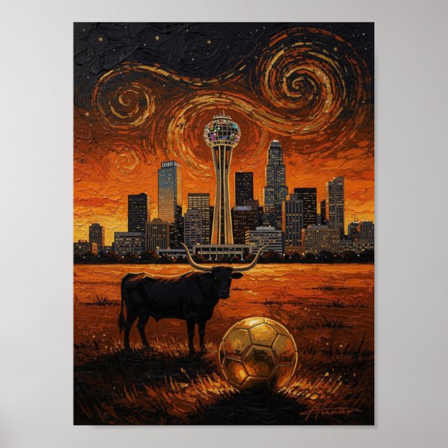Póster Dallas Skyline Longhorn World Cup 2026 Soccer  (Frente)